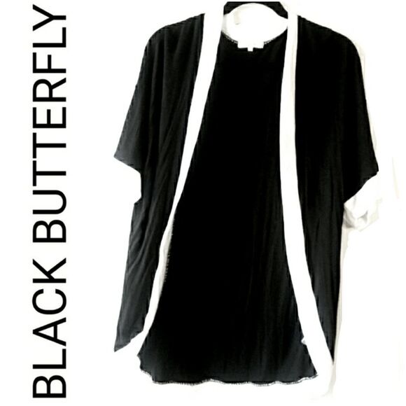 BLACK BUTTERFLY TUNIC - BLACK & WHITE - Picture 1 of 5